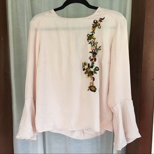 🌱 Light Pink Flower Embroidered Shirt 🌱